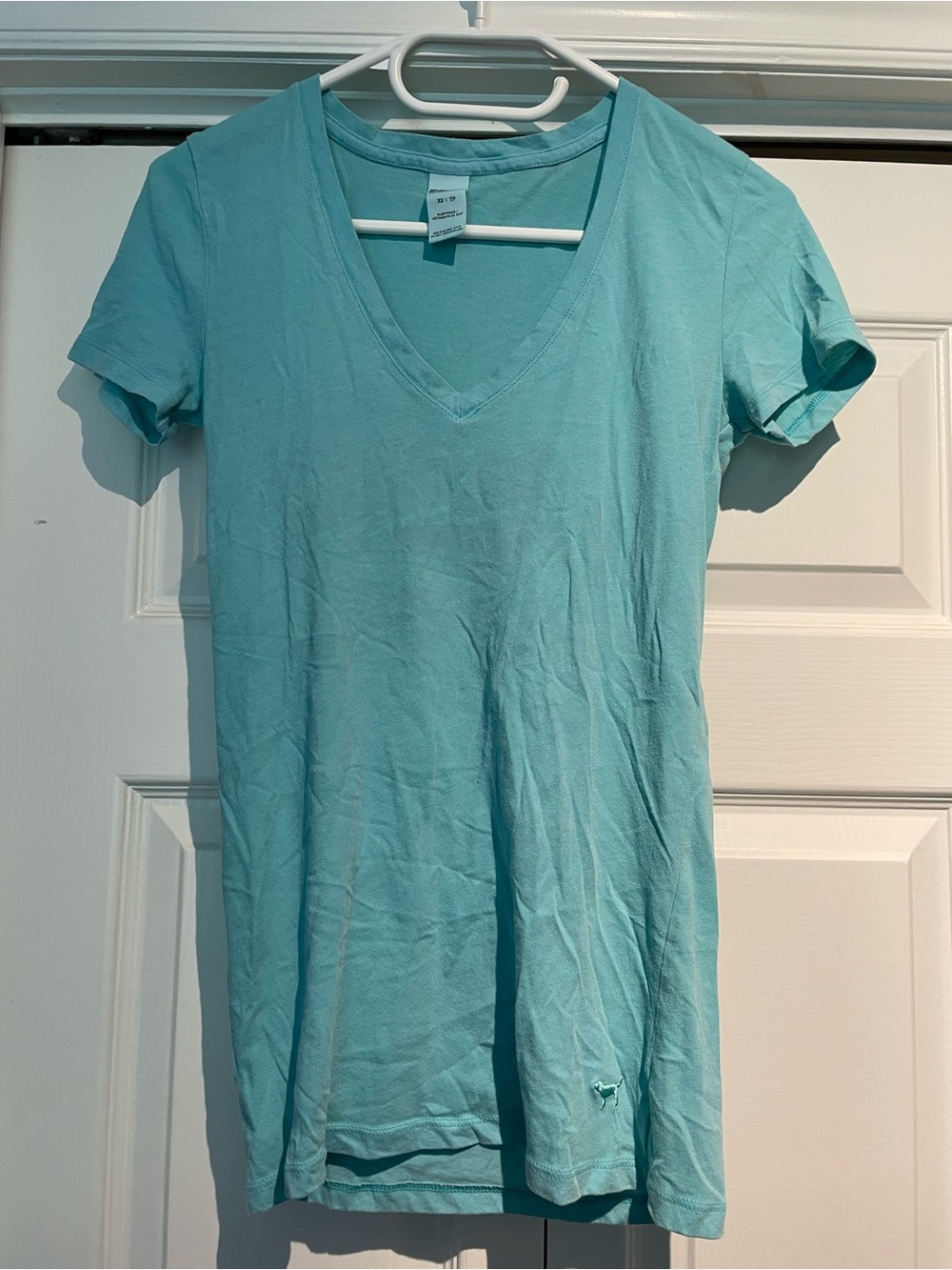 PINK Victoria's Secret Teal V-Neck Short Sleeve Tee